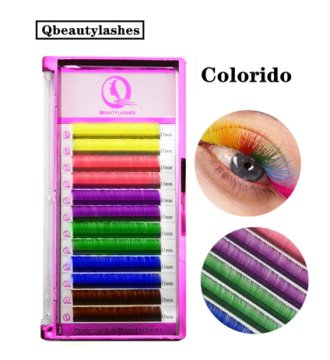 Qbeautylashes Cílios Coloridos 0,07mm cílios coloridos para extensão Extensão de cílios