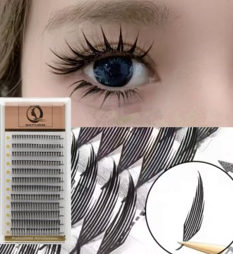 Qbeautyalshes Comic Feather Lashes/spire Volume Premade Fan Lashes Extensions High Quality False Supply